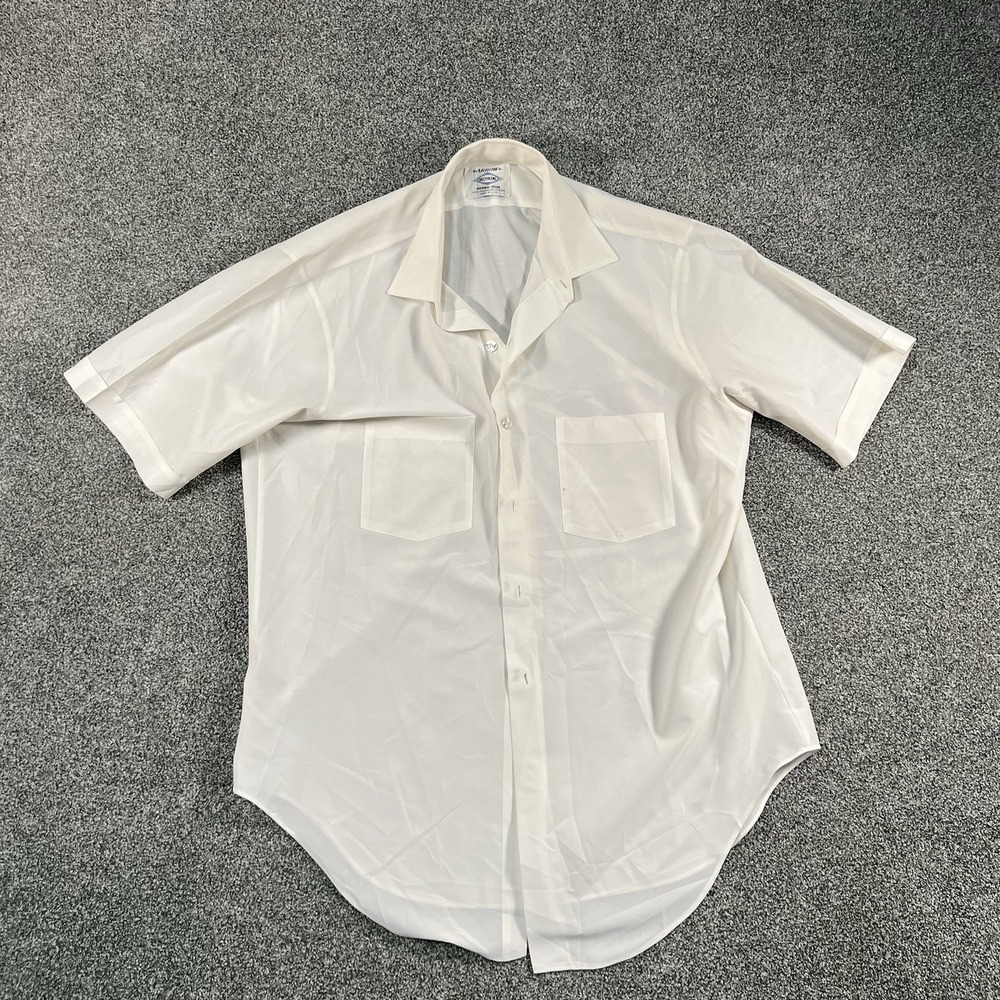 Arrow Dectolene Vintage Men’s L White Short Sleeve Shirt USA Made Rockabilly